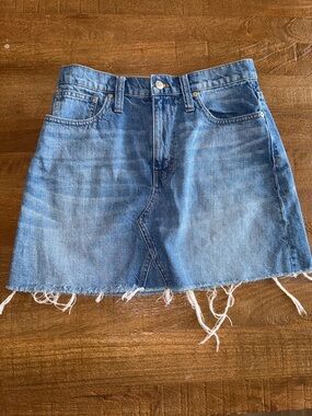 Madewell Light Blue Denim Frayed-Hem Mini Skirt